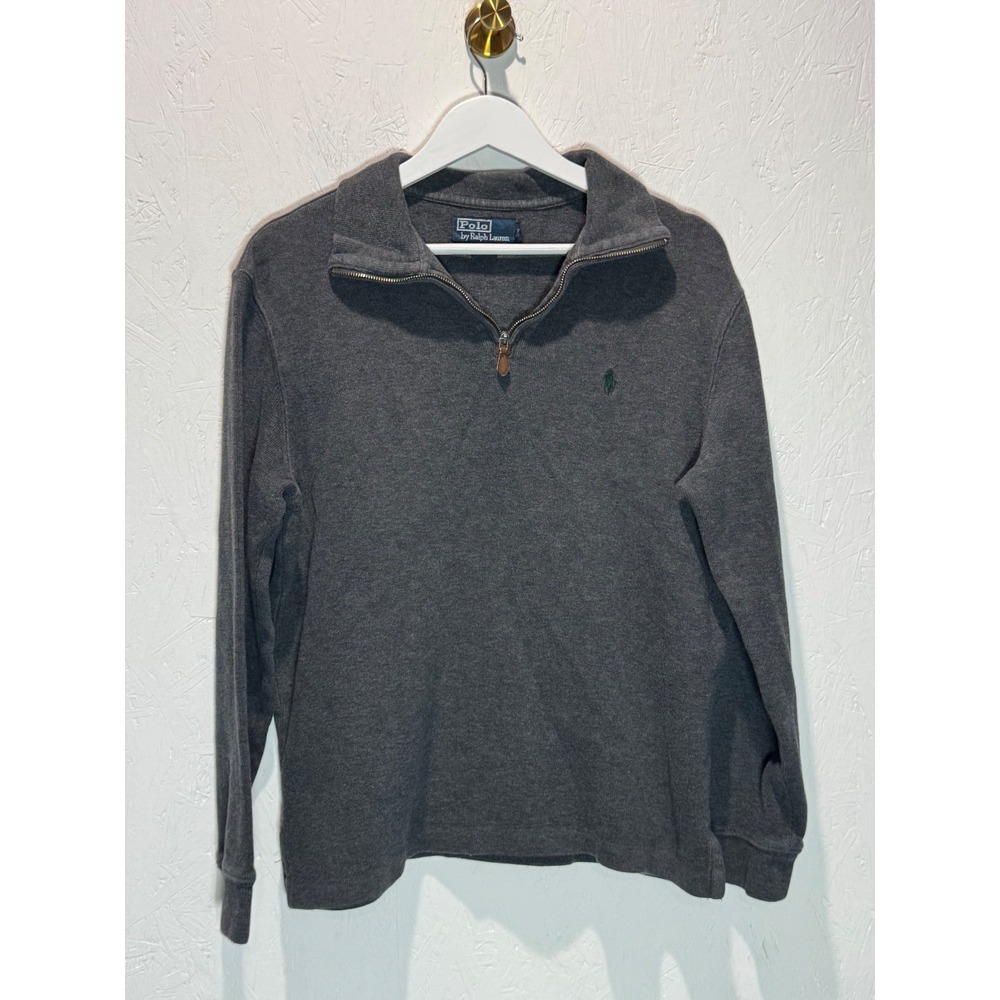 Polo Ralph Lauren Mens Quarter Zip Pullover Sweater Gray Cotton Size M